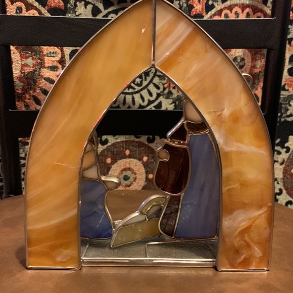 Art Vintage Stained Glass Nativity Holy Family Religious Decor Holiday Christmas Poshmark